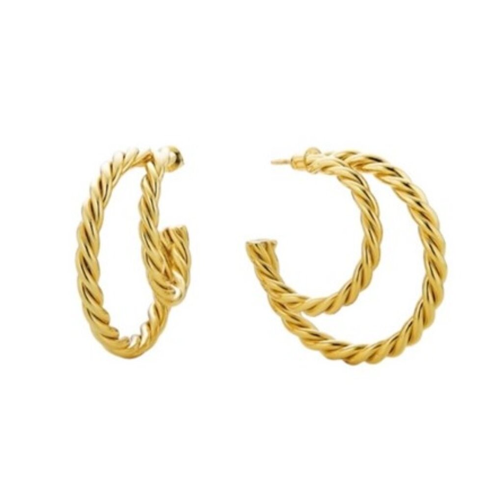 Rachel Zoe x RENDOR Victoria Yellow Gold Earrings w Rendor Pouch NWT - Picture 1 of 6